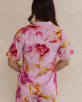 Back view of short sleeve floral bamboo pyjama top for women – breathable, soft sleepwear designed in Australia.