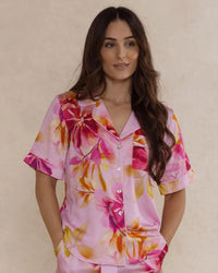 Short sleeve floral bamboo pyjama top for women – breathable, soft sleepwear designed in Australia