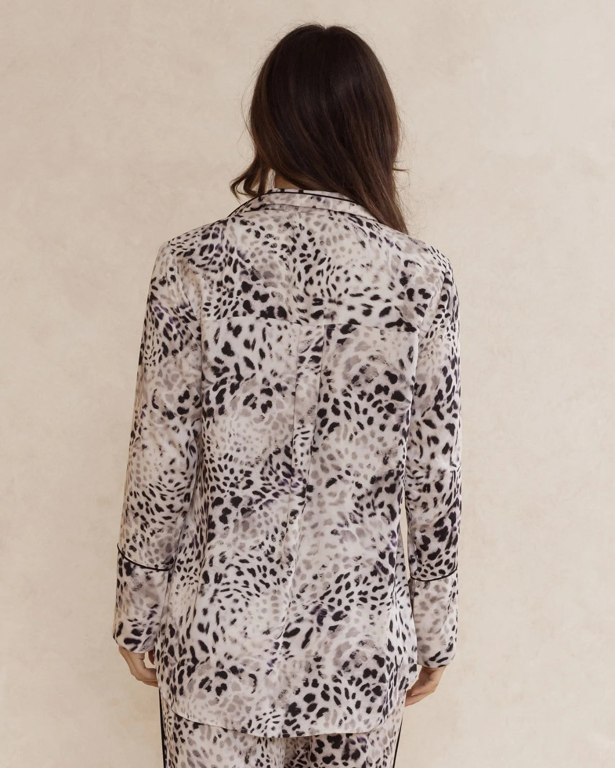 Long sleeve animal print bamboo pyjama top for women – breathable, soft sleepwear designed in Australia.