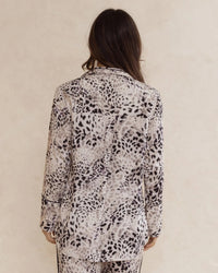 Long sleeve animal print bamboo pyjama top for women – breathable, soft sleepwear designed in Australia.