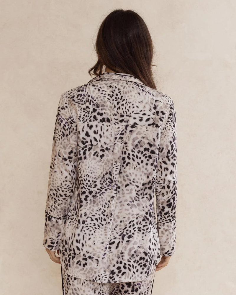 Long sleeve animal print bamboo pyjama top for women – breathable, soft sleepwear designed in Australia.